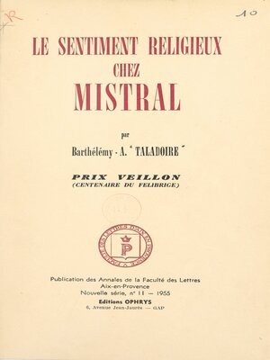 cover image of Le sentiment religieux chez Mistral